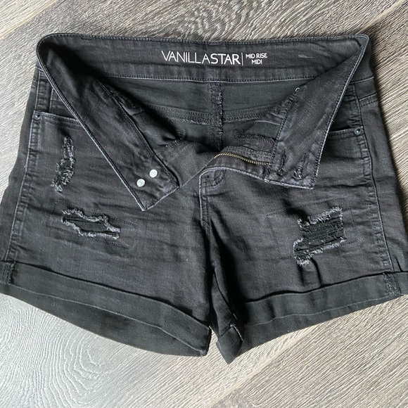 Distressed Black Denim Shorts - Picture 3 of 5